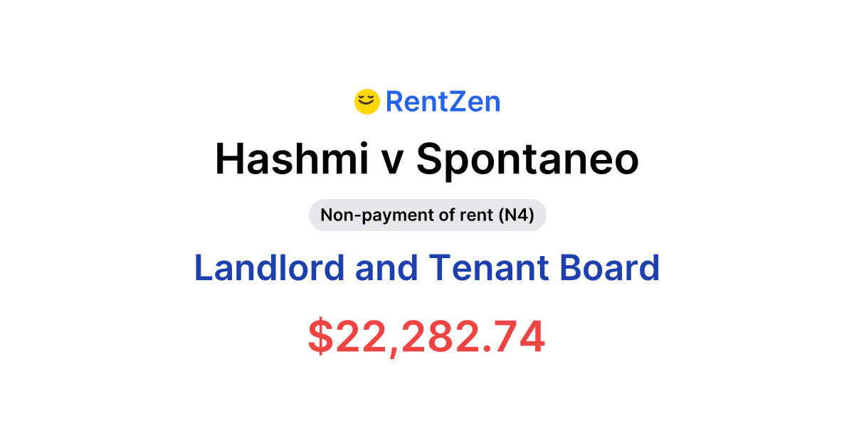 Hashmi v Spontaneo | Landlord Tenant Board Order