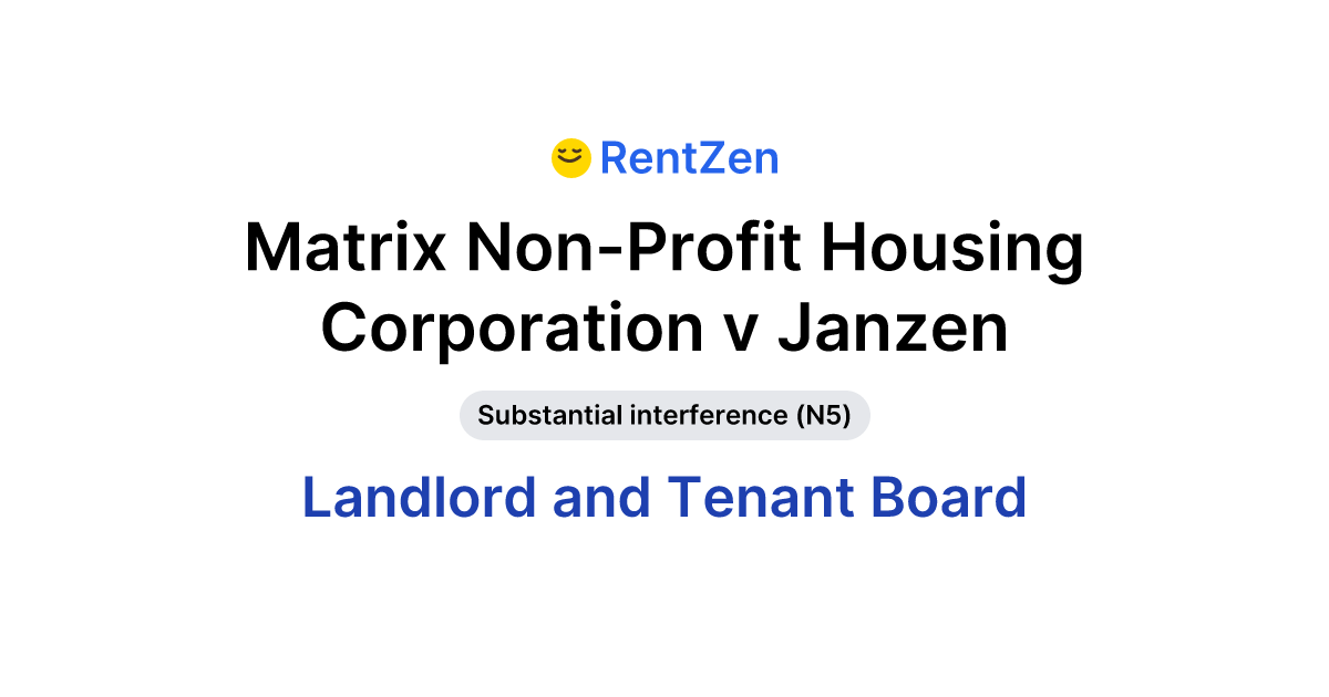 Matrix Non-Profit Housing Corporation v Janzen | Landlord Tenant Board ...