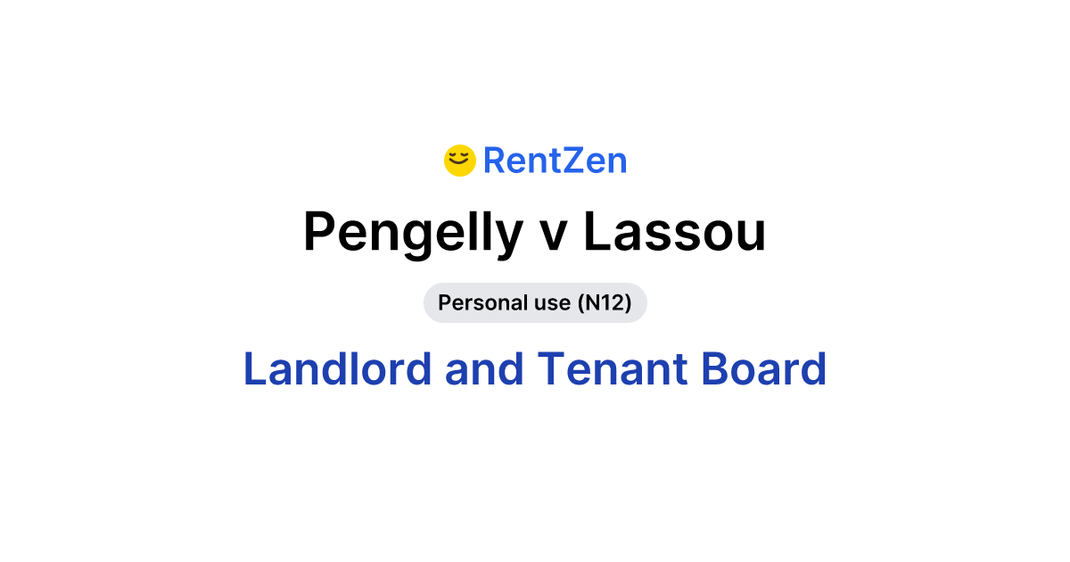 Pengelly v Lassou - Landlord Tenant Board Order